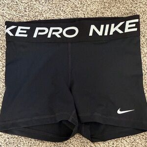 Nike Black Pro High-Waist Bike Shorts with White Swoosh